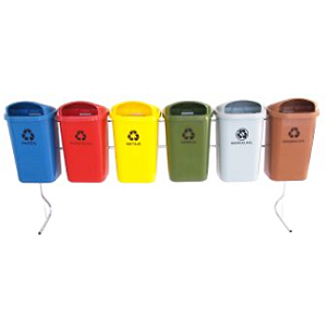 CONJUNTO PARA COLETA SELETIVA DE 50L COM 06 CESTOS