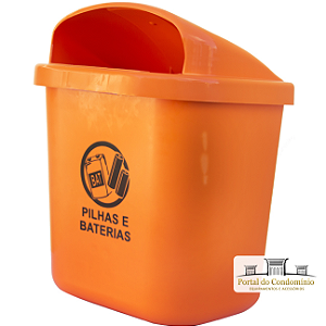 CESTO INDIVIDUAL  40 LITROS COM HASTE DE METAL - LARANJA