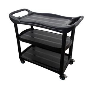 CARRO SERVIÇO 3 PRATELEIRAS PRETO ALTA CAPACIDADE