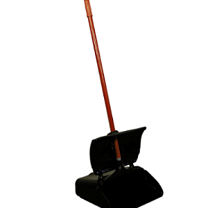 PÁ COLETORA PLÁSTICA COM TAMPA - PRETA E CABO VERMELHO