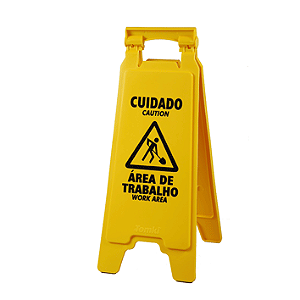 PLACA DE SINALIZAÇÃO CUIDADO AREA DE TRABALHO