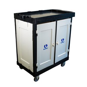 CARRO SERVIÇO LINHA UTILITY COM 02 PRATELEIRAS LATERAL/FUNDO-COM PORTAS E CHAVE