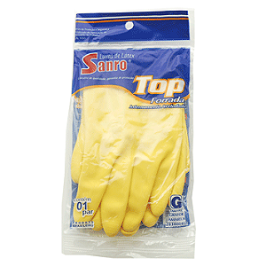 LUVA DE LATEX TOP AMARELA PEQUENA  01 PAR