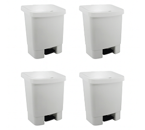 CAIXA COM 04 UNIDADES LIXEIRA COM PEDAL 025 LITROS BRANCA KUNBER