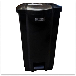 LIXEIRA COM PEDAL 100 LITROS PRETA PERFECT