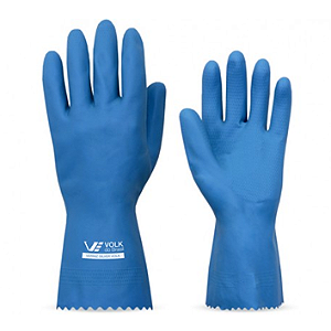 LUVA DE LATEX VERNIZ SILVER M AZUL VOLK