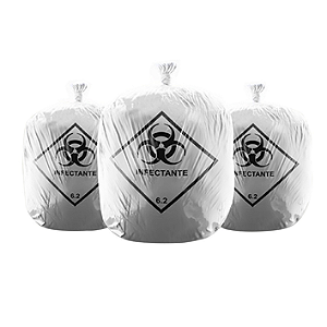 SACO PARA LIXO HOSPITALAR 50L BRANCO ALMOFADA 100PÇS 63X80