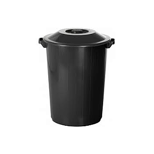 CESTO PLÁSTICO COM TAMPA 062 LITROS PRETA PLASVALE