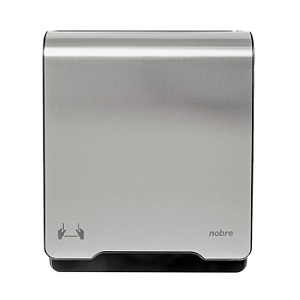 DISPENSER PAPEL TOALHA BOBINA PRETO COM FRENTE EM INOX NOBRE