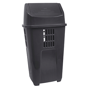 LIXEIRA COM TAMPA BASCULANTE 050 LITROS PRETO PLASVALE