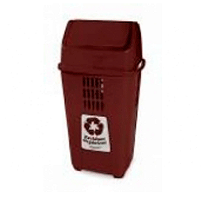 LIXEIRA COM TAMPA BASCULANTE 050 LITROS MARROM PLASVALE