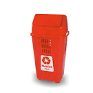 LIXEIRA COM TAMPA BASCULANTE 050 LITROS VERMELHO PLASVALE