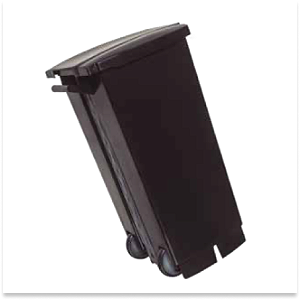 LIXEIRA COM PEDAL E RODAS 100 LITROS PRETA PERFECT