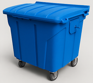 CONTEINER COM RODAS 1000 LITROS AZUL PLESTIN