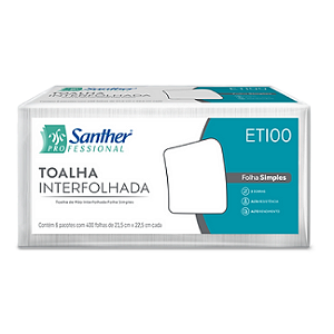 PAPEL TOALHA INTERFOLHA FOLHA SIMPLES 3 DOBRAS 2400 FOLHAS ECO ETI00