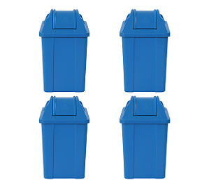 CAIXA COM 04 UNIDADES LIXEIRA COM TAMPA BASCULANTE 060 LITROS AZUL JSN