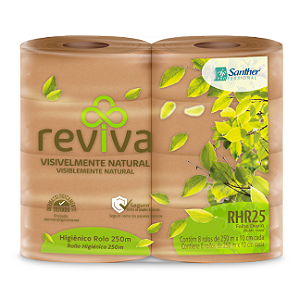 PAPEL HIGIÊNICO ROLÃO FOLHA DUPLA 8X250M REVIVA - REF: RHR25