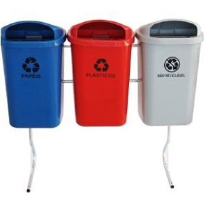 CONJUNTO PARA COLETA SELETIVA DE 050L COM 03 CESTOS   JSN
