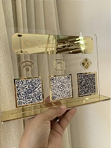 Placa Qr Code Acrílico - 3 Espaços