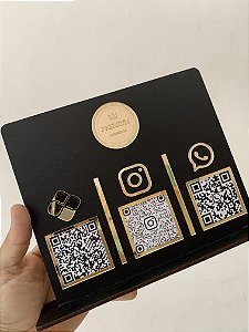 Placa Qr Code - 3 Espaços (Fundo MDF)