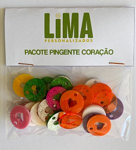 Pingente Acrílico Coração (25 Unidades)