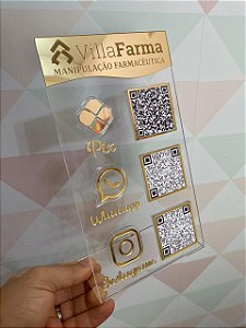 Placa Qr Code Acrílico - 03 Espaços