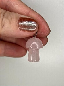 Pingente Cogumelo de Quartzo Rosa - Amor, Cura, Relacionamento, Acolhimento