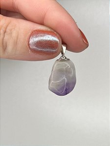 Pingente de Ametista Chevron Rolada - Intuição, Transmutação, Paz Profunda