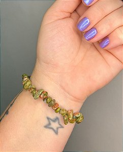 Pulseira de Unaquita Cascalho - Antidepressiva, Abre o terceiro Olho, Equilibrio Emocional
