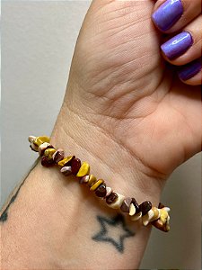 Pulseira Jaspe Mokaita Cascalho - Liberação de Karmas, Força Ancestral, Jovialidade