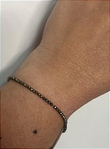 Pulseira Pirita 2mm Multifacetada - Prosperidade, Riqueza, Brilho Pessoal