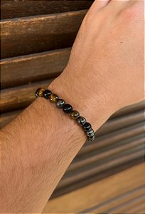 Pulseira Tripla Proteção - Hematita, Obsidiana e Olho de tigre 8MM