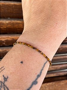 Pulseira Olho de Tigre 2mm Multifacetada - Proteção Contra Mau-olhado e Inveja, Coragem, Autoconfiança