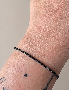 Pulseira de Turmalina Negra 2 mm Multifacetada - Proteção energética, escudo,