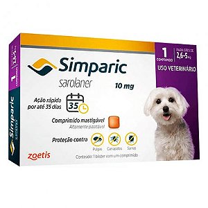 SIMPARIC 10MG PARA CAES DE 2,6-5KG - 01 COMPRIMIDO