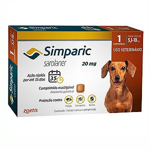SIMPARIC 20MG PARA CAES DE 5,10-10KG - 01 COMPRIMIDO