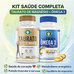 ✨💚💊 Kit com 01 unidade Taurato de Magnésio 600mg (60 cápsulas) + 01 unidade Ômega 3 1400mg (120 cápsulas) – Fit Mix 🐟❤️