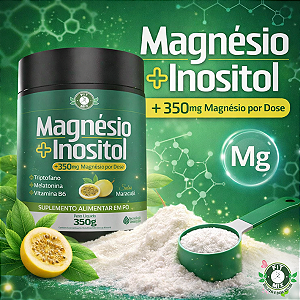 🟢 Magnésio + Inositol em Pó 350g com Triptofano + Melatonina + Vitamina B6 – Sabor Maracujá | Fit Mix 🍃😴