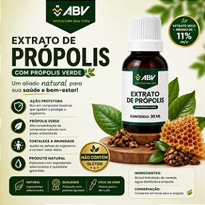 🍯🐝🌿 **Extrato de Própolis com Própolis Verde 30ml – ABV** 🌿🐝🍯