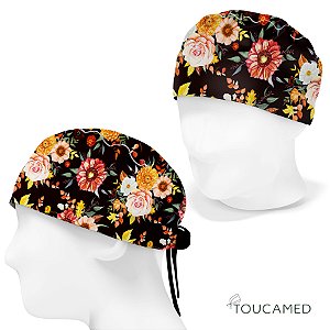 Touca Cirúrgica, Floral, Flores, Rosas Coloridas