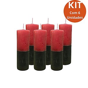 Kit 6 Vela 7 Dias Vermelha 260g – Parafina Pura, Alta Qualidade