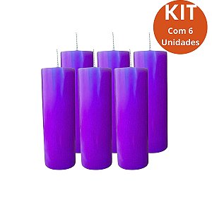 Kit 12 Vela 7 Dias Lilás 260g – Parafina Pura, Alta Qualidade