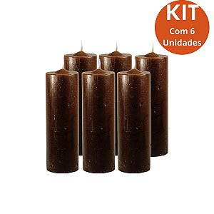 Kit 6 Vela 7 Dias Marrom 260g – Parafina Pura, Alta Qualidade