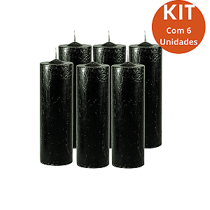 Kit 6 Vela 7 Dias Preta 260g – Parafina Pura, Alta Qualidade
