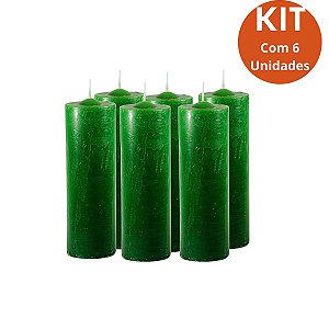 kit 6 Vela 7 Dias Verde 260g - Parafina Pura, Alta Qualidade