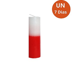 Vela 7 Dias Branca/Vermelha(bicolor) 260g – Parafina Pura, Alta Qualidade
