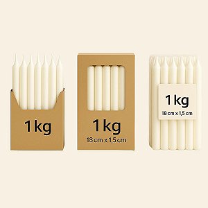 Velas Palito Brancas Parafina Pura – Queima ~5h | Pacote 1kg