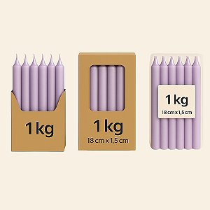 Velas Palito Lilás Parafina Pura – Queima ~5h | Pacote 1kg