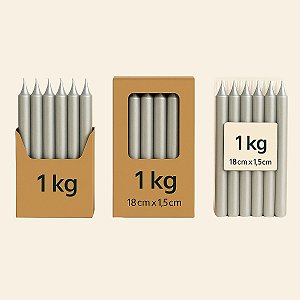 Velas Palito Prata Parafina Pura – Queima ~5h | Pacote 1kg