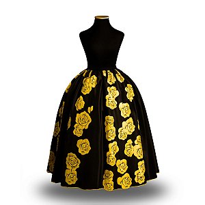 Saia Godê Preta C/ Rosa Amarela — Cigana & Pomba Gira